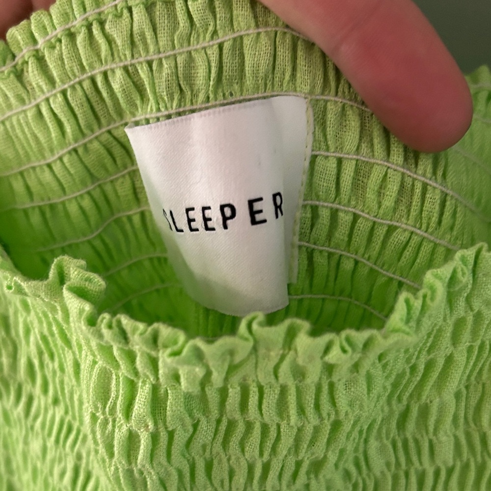 Sleeper Lime Green Off-Shoulder Midi Dress - Picture 7 of 8